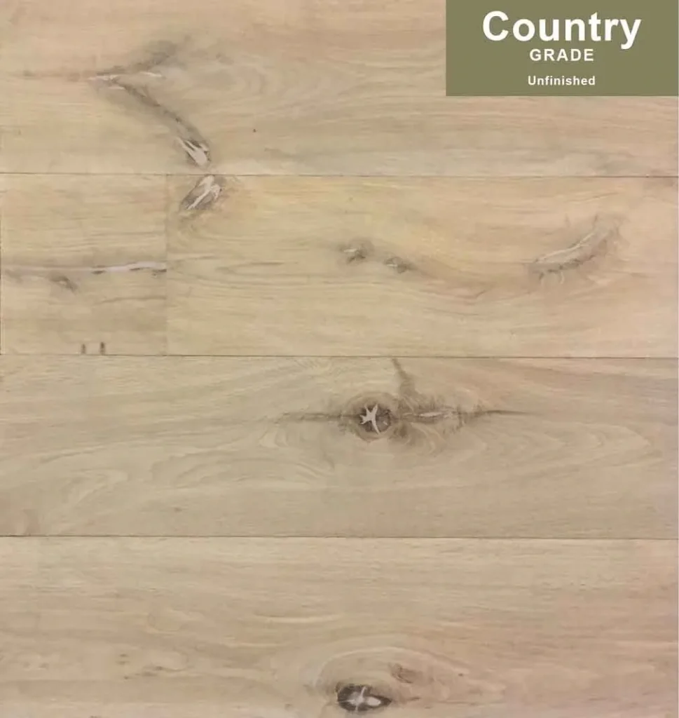 Country grade hardwood and veneer surface